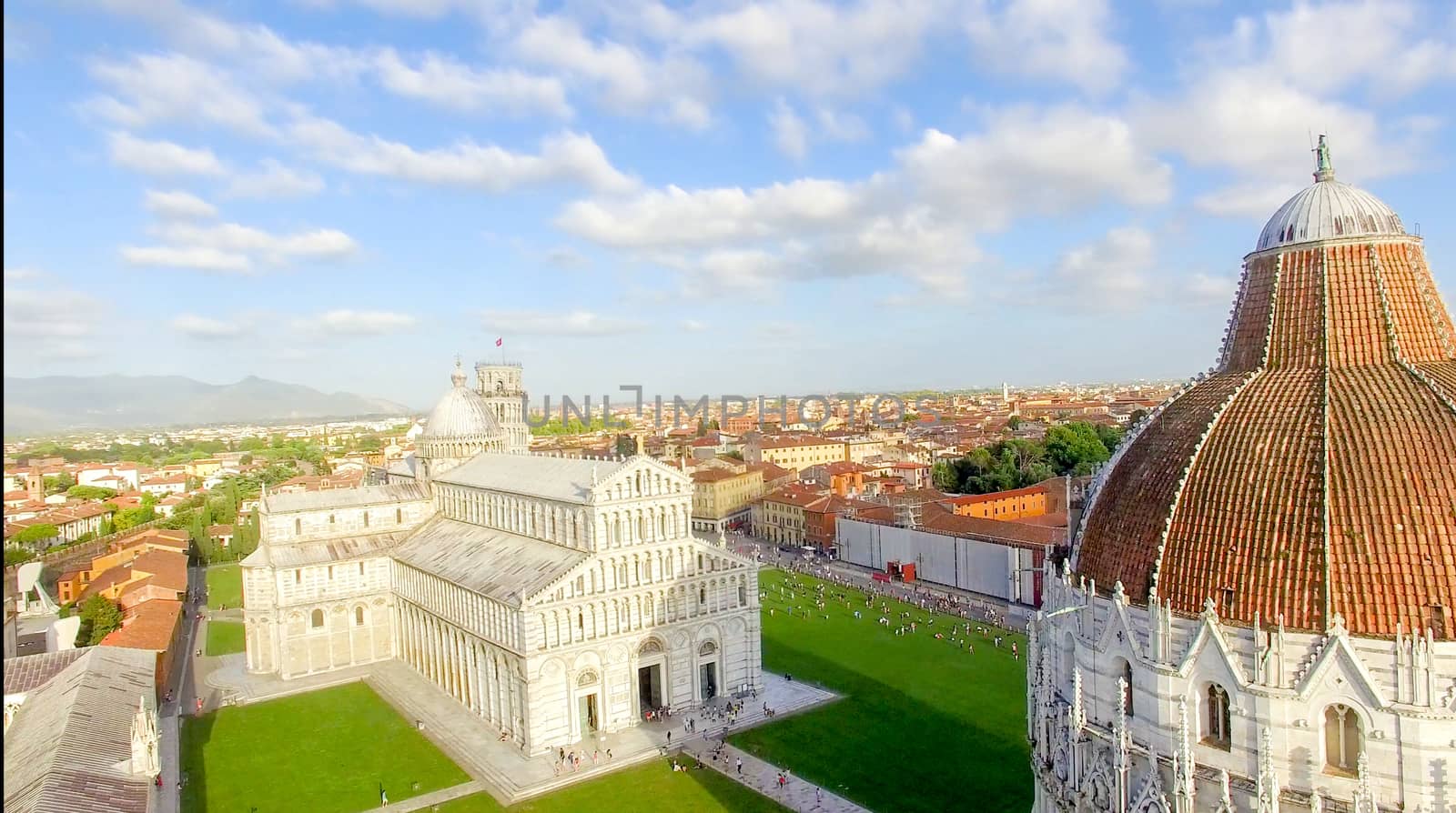 Square of Miracles, Pisa. Wonderful aerial view at summer sunset by jovannig