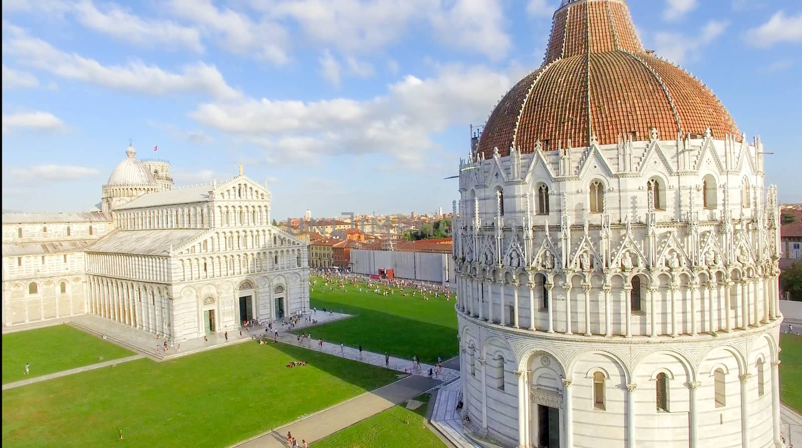 Square of Miracles, Pisa. Wonderful aerial view at summer sunset.