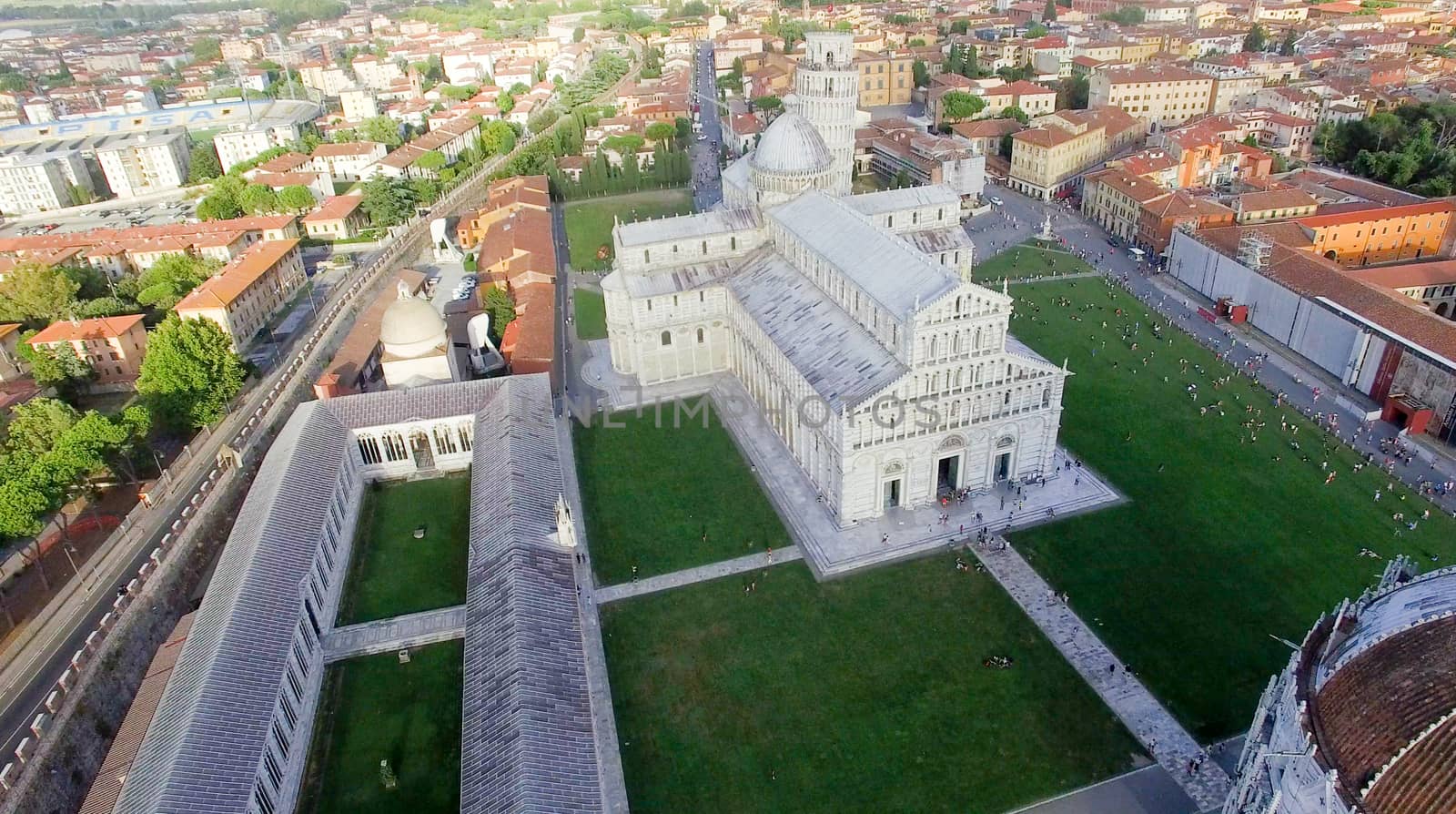 Pisa. Aerial view of Cathedral in Square of Miracles by jovannig