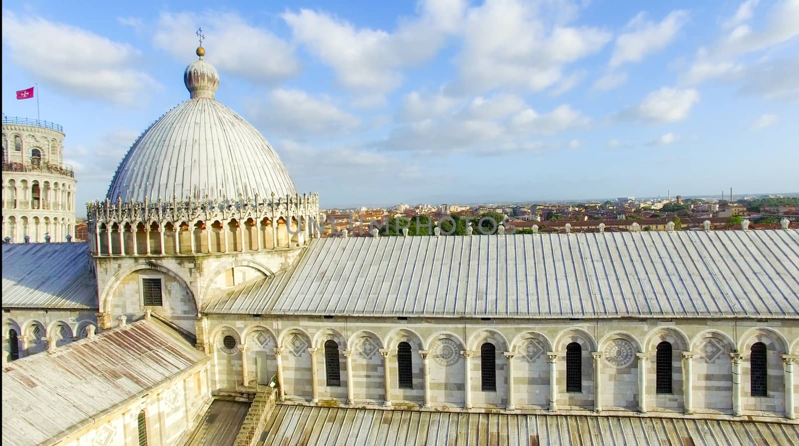Pisa. Aerial view of Cathedral in Square of Miracles.