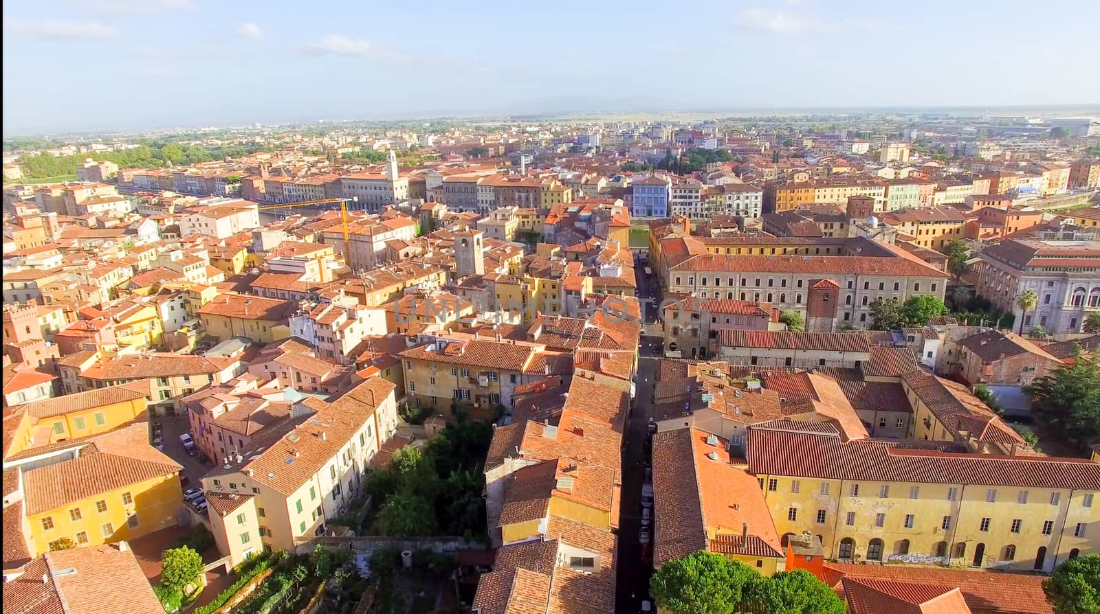 Pisa, Italy. Stunning aerial view of city skyline at dusk by jovannig