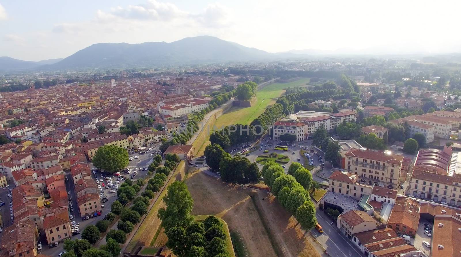 Aerial view of Lucca, ancient town of Tuscany by jovannig