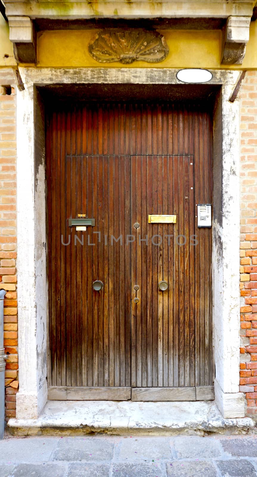 door frame on old building architecture, Venice, Italy