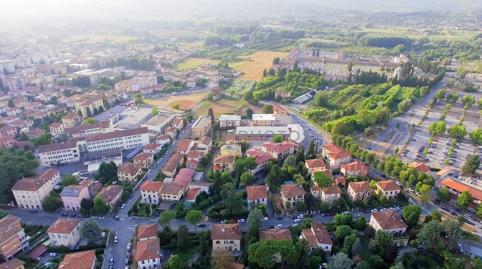 Aerial view of Lucca, ancient town of Tuscany by jovannig