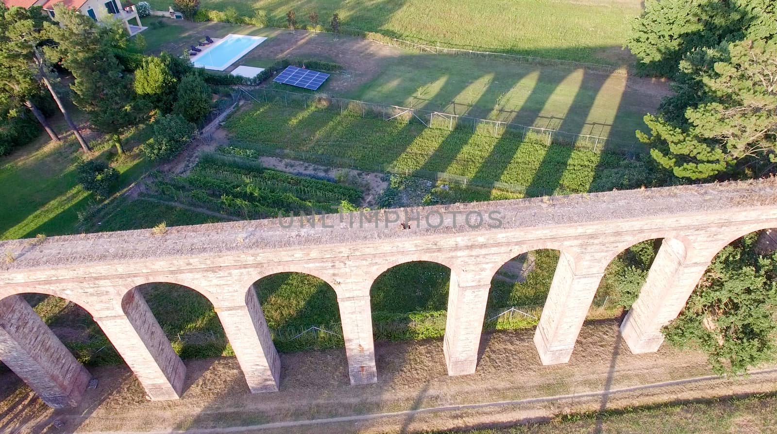 Lucca. Aerial view of ancient aqueduct.