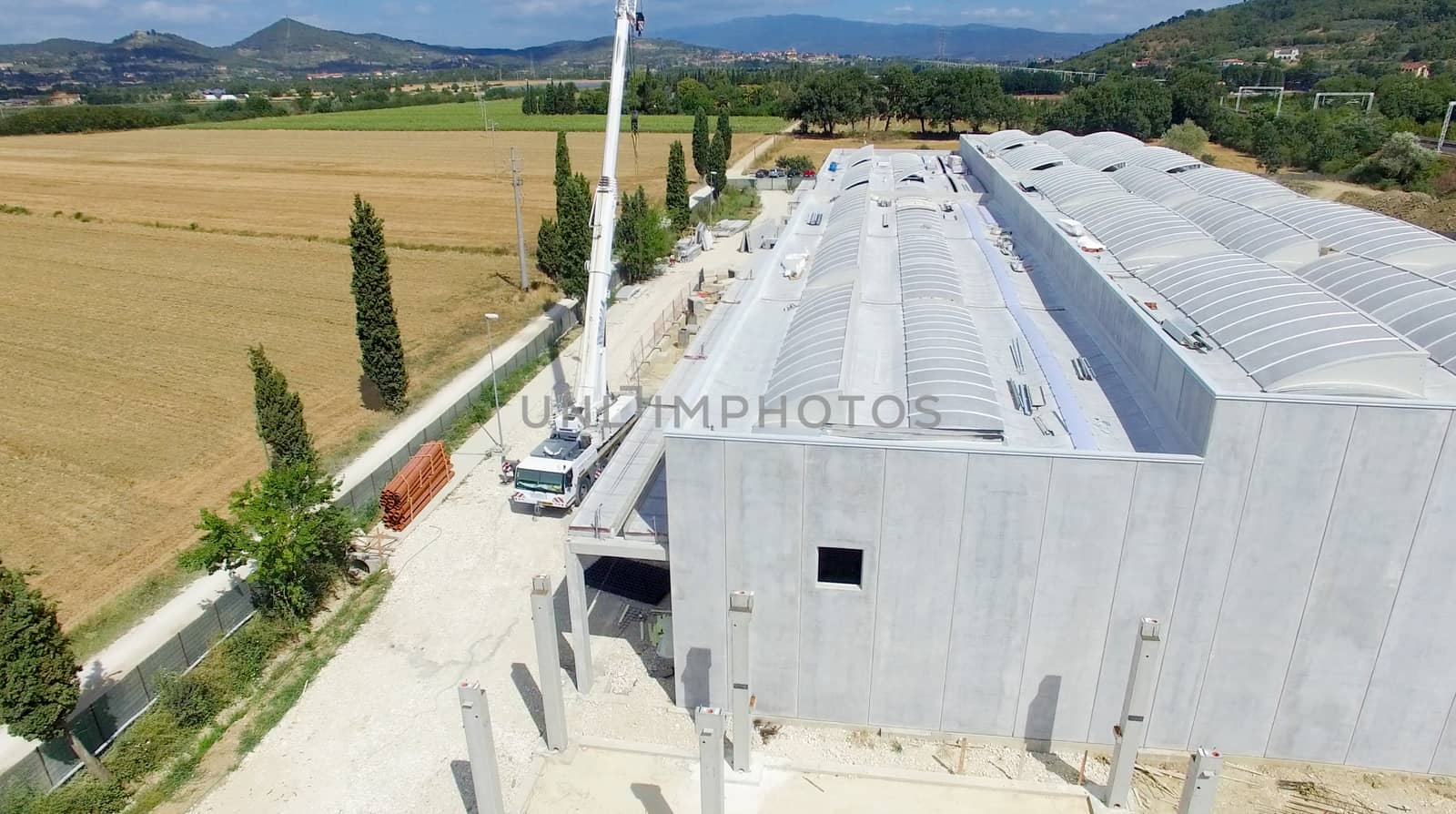 Building site with crane working.