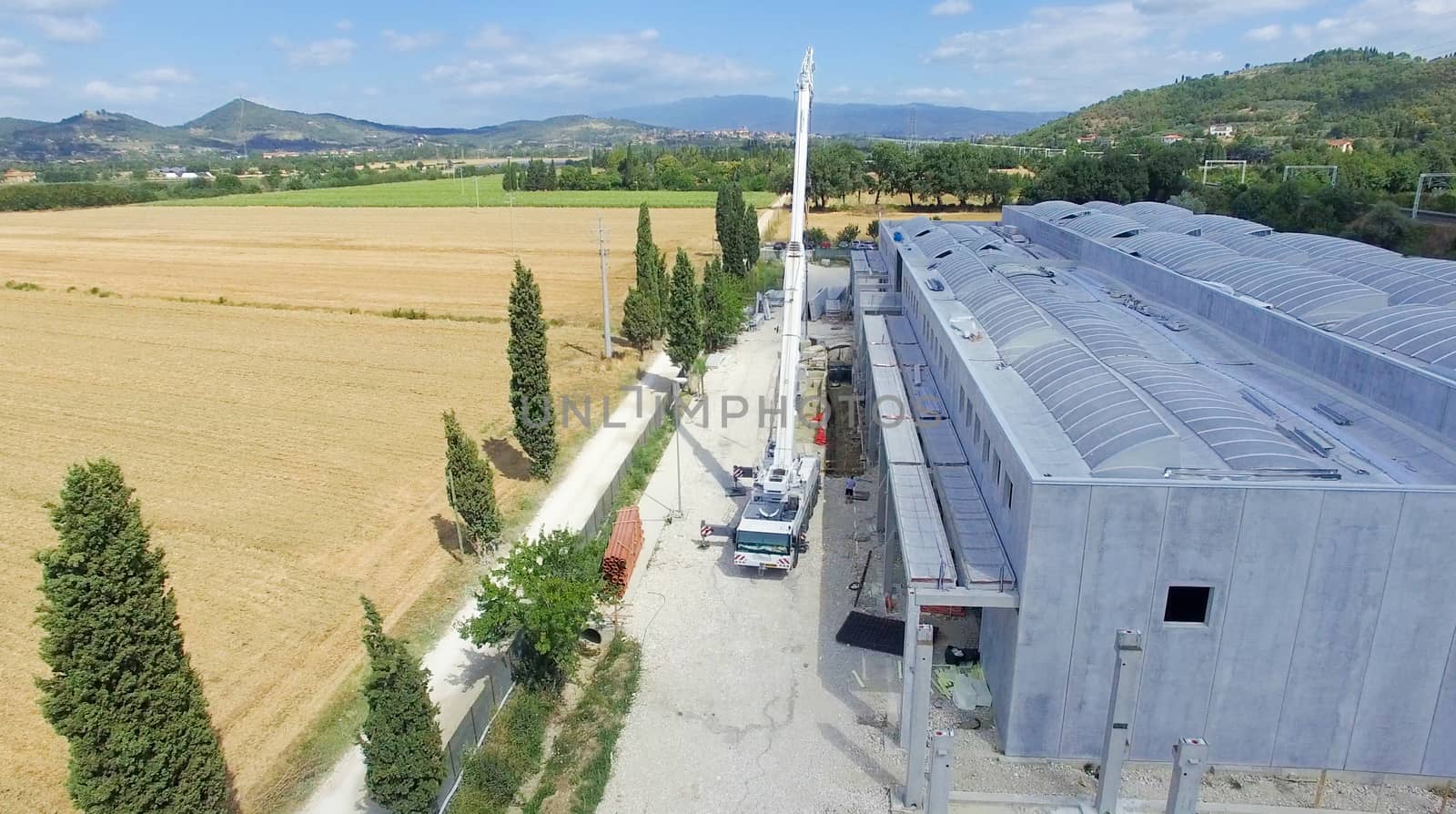 Building site with crane working.