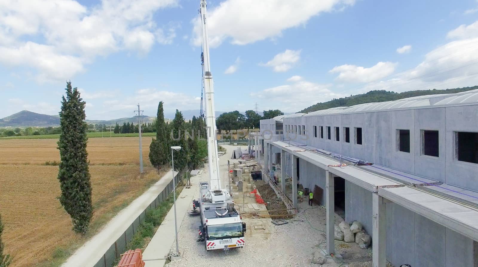 Building site with crane working.