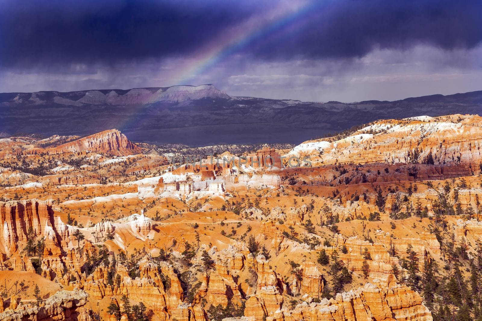 Rainbow Dark Clouds Storm Amphitheater Hoodoos Bryce Point Bryce Canyon National Park Utah 