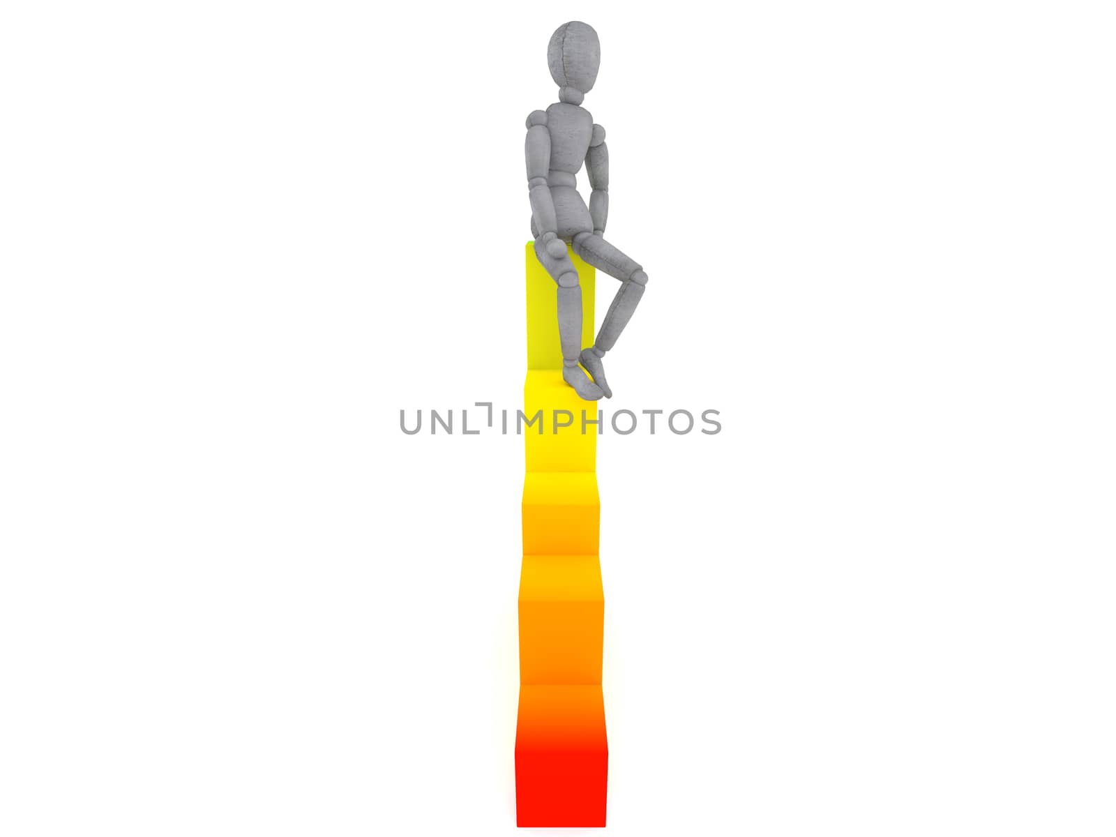 doll model sits on the highest point of the graph in a relaxed position