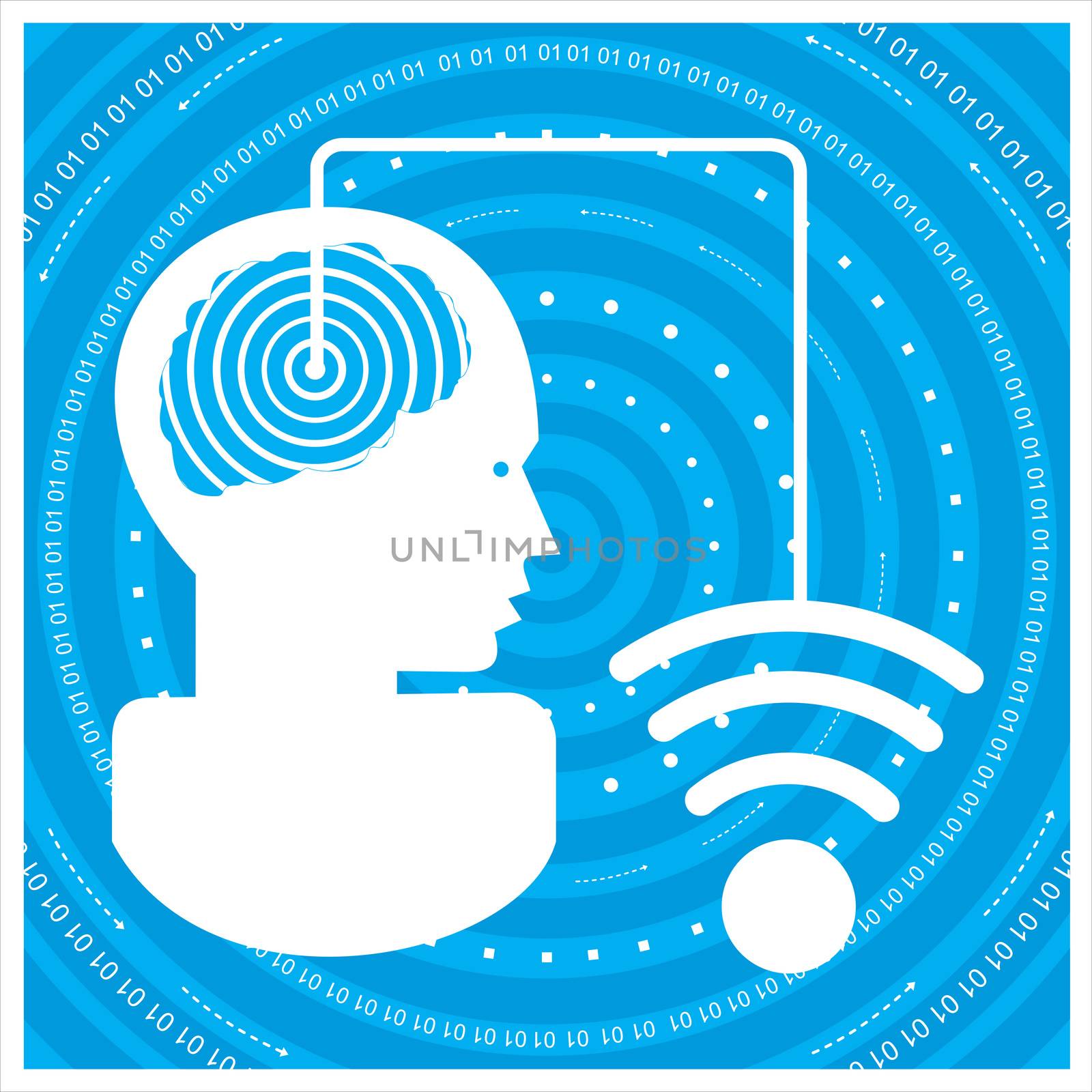 global communications silhouette of a man's head with a network. Concept of communication