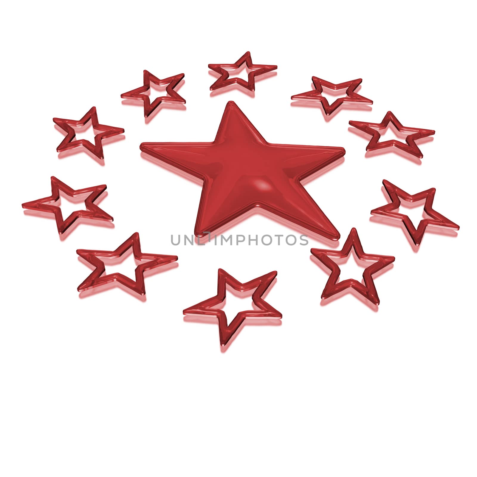 Stars. Isolated on white. Three dimensional render.