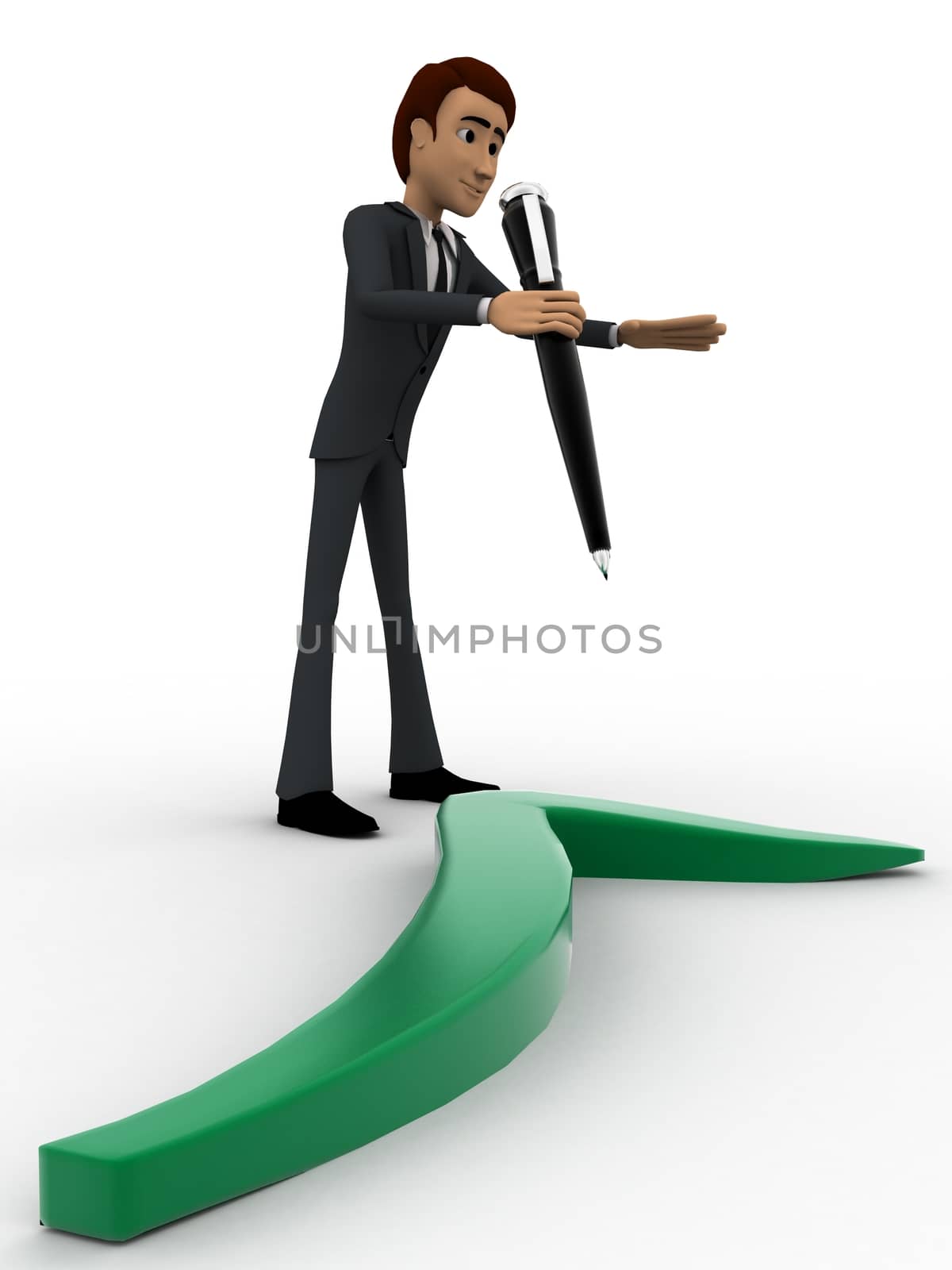 3d man making a tick / check sign on ground concept on white isolated background , front angle view 