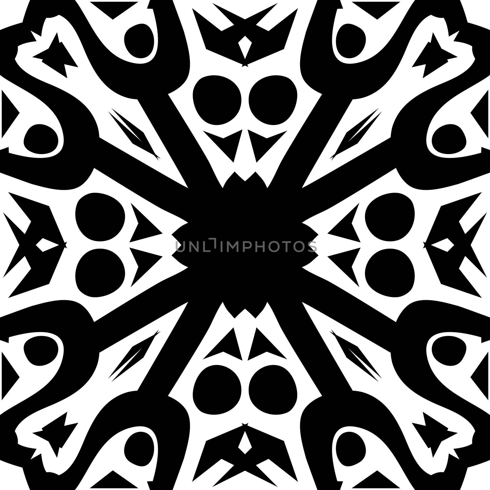 Decorative repeating black and white tile patterns