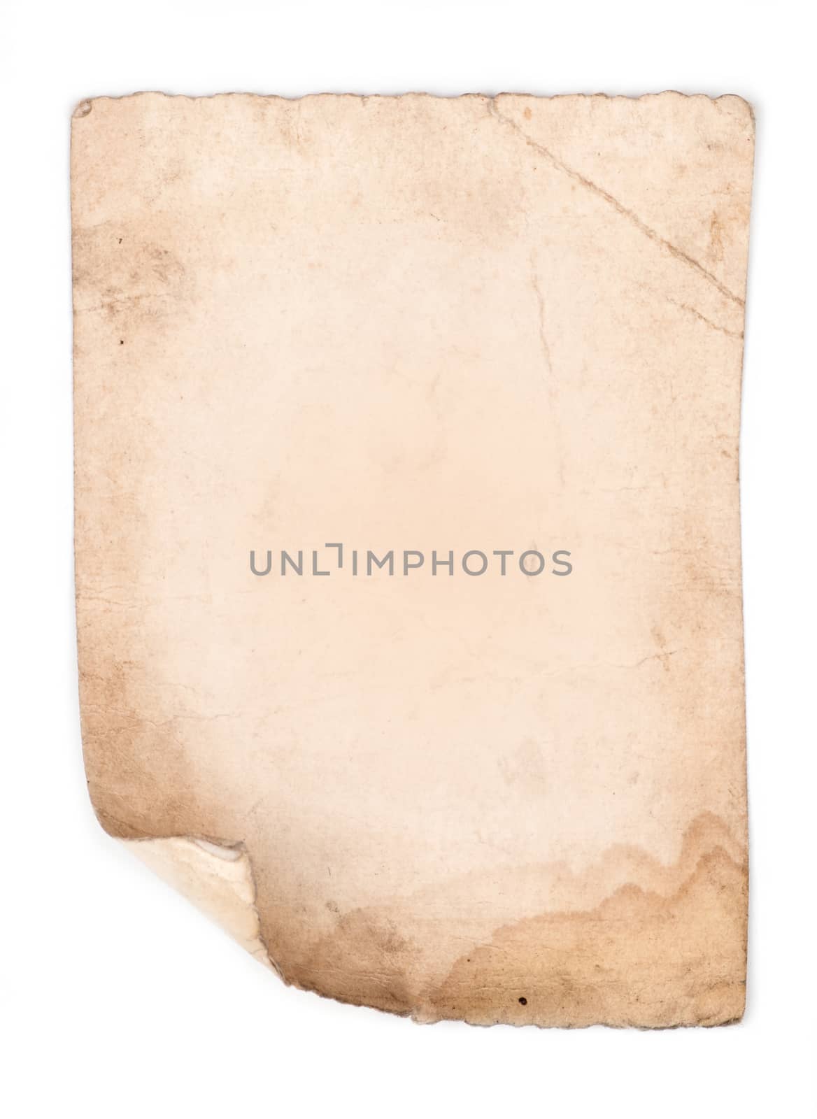 brown old paper isolated on white background