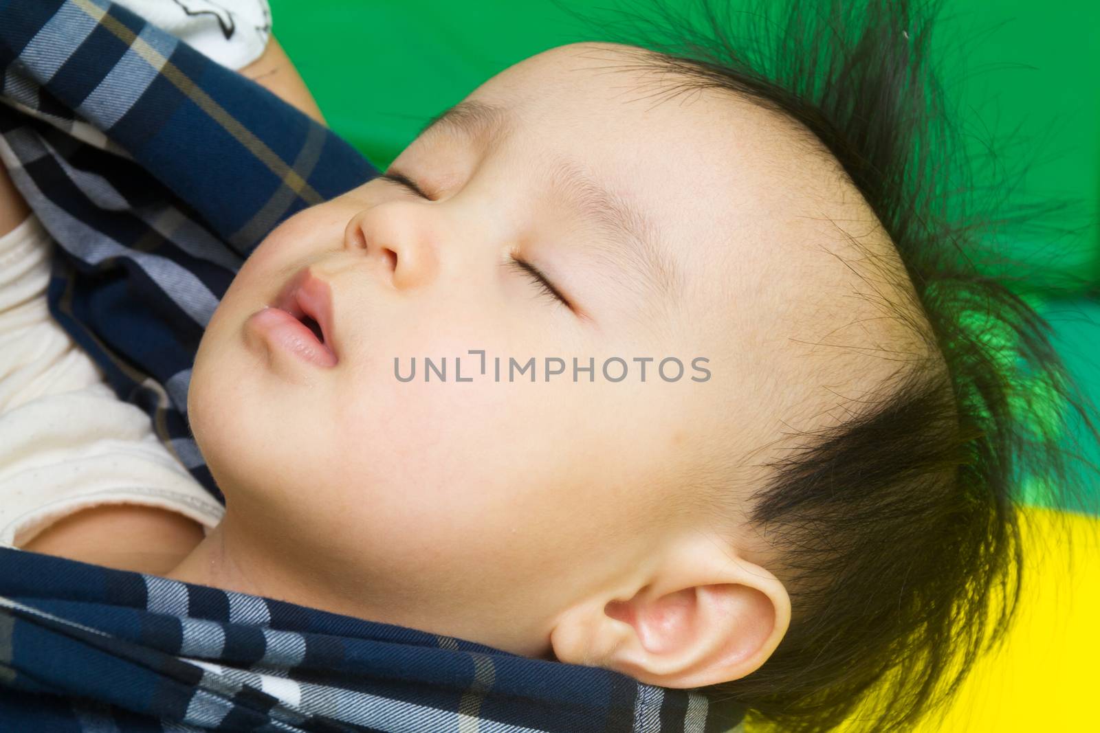 Asian chinese baby girl sleeping close up.
