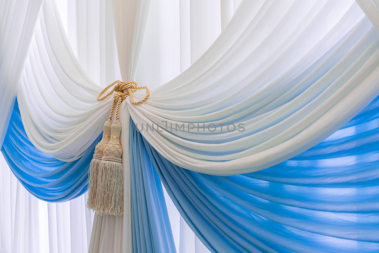 Luxury sweet white and blue curtain and tassel by FrameAngel