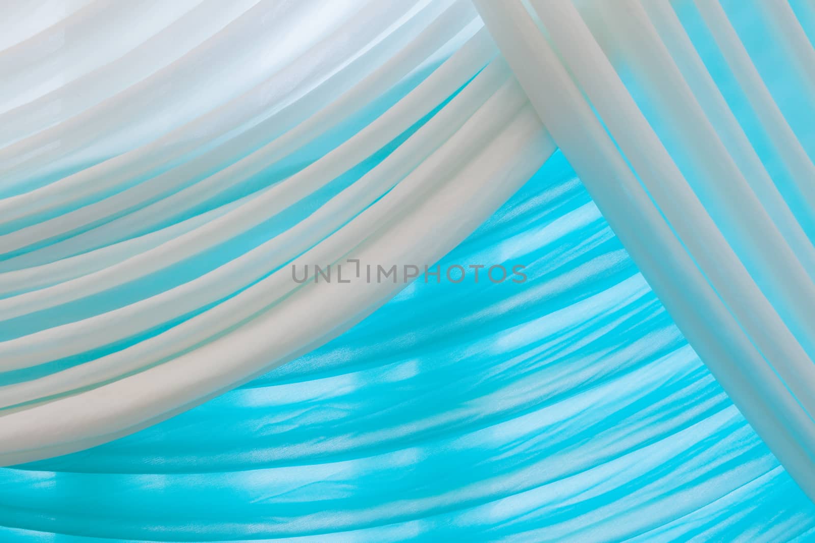 Luxury sweet white and blue curtain by FrameAngel