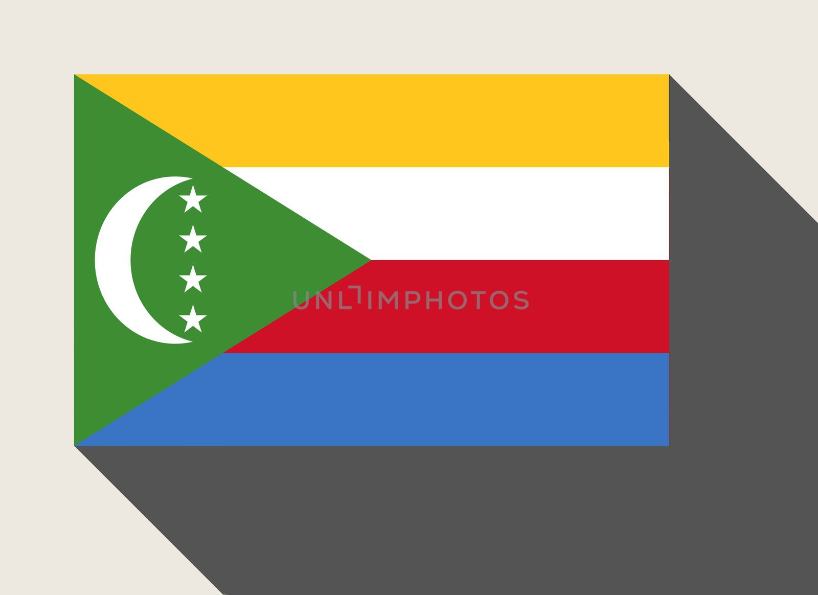 Comoros flag in flat web design style.