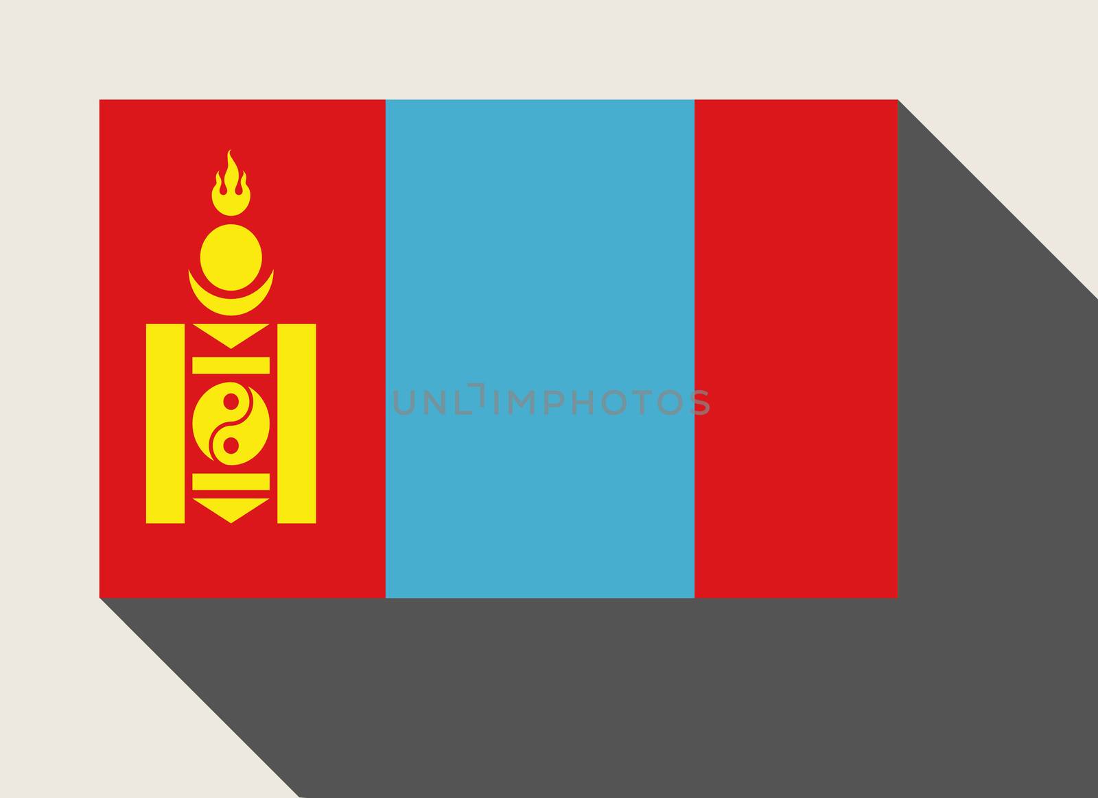 Mongolia in flat web design style.