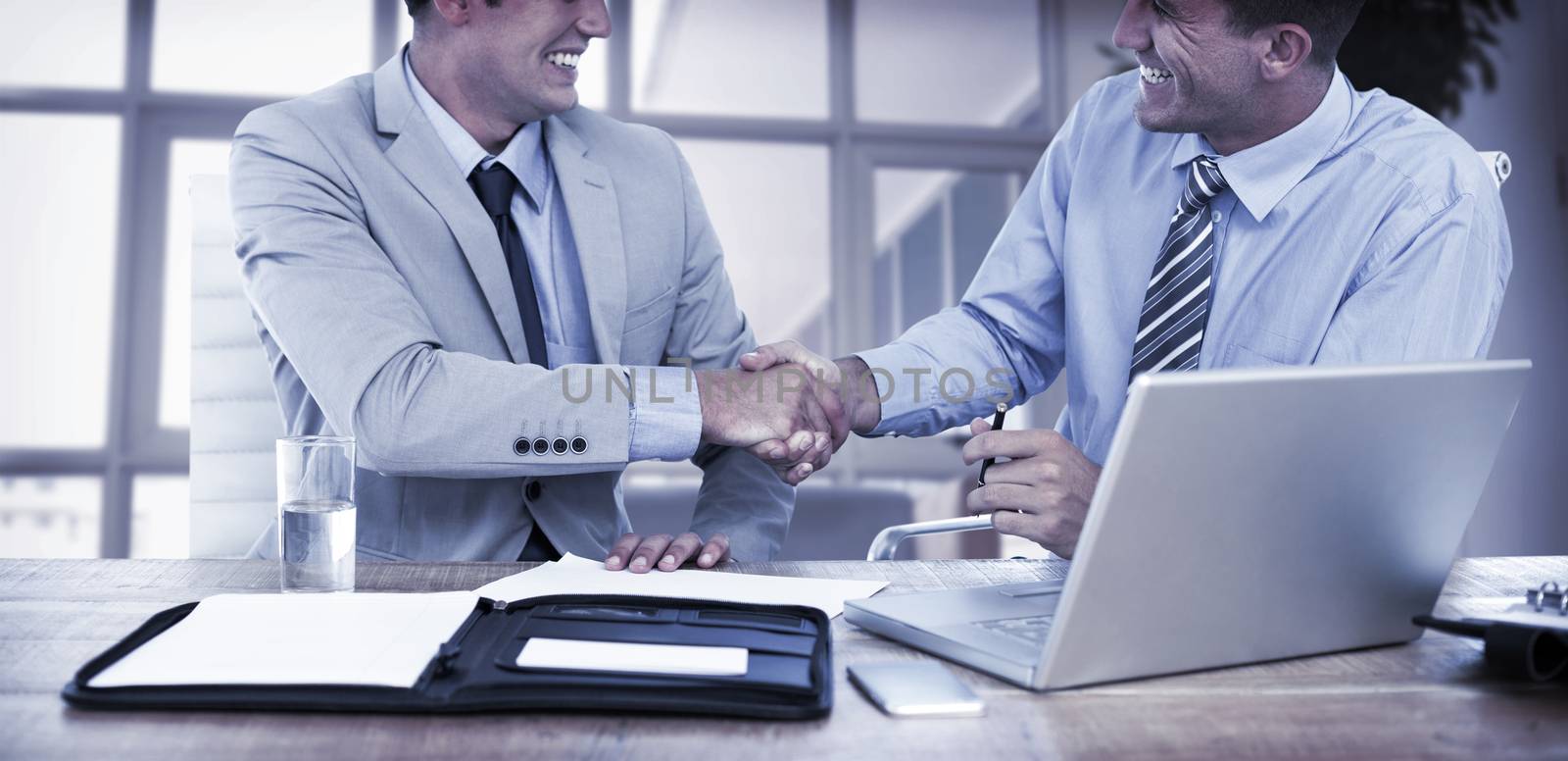 Business partners shaking hands in the office