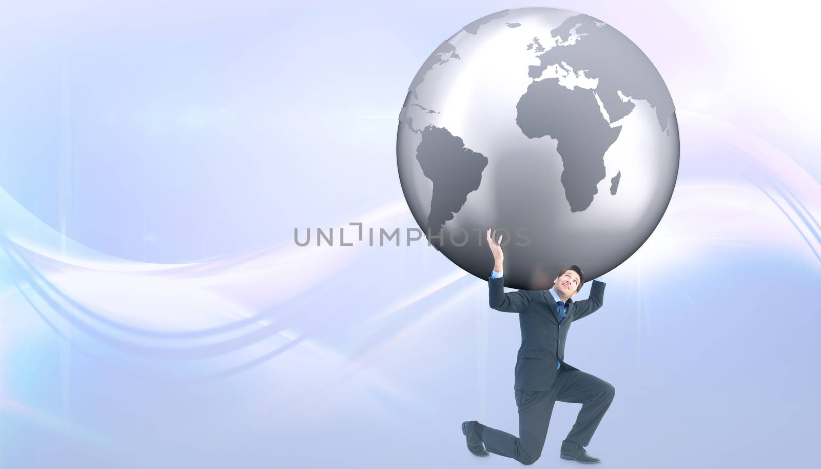 Composite image of businessman carrying the world by Wavebreakmedia