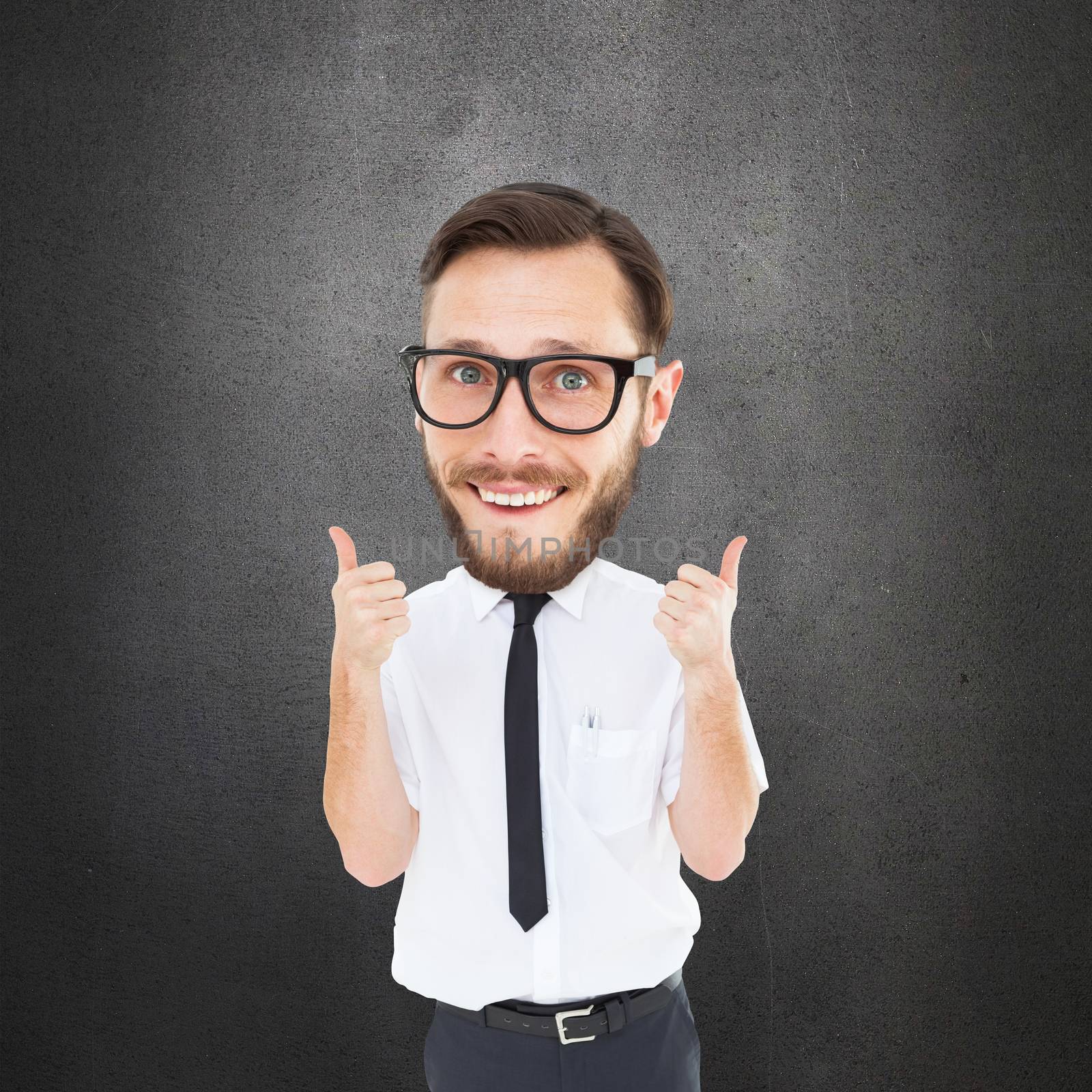 Composite image of geeky businessman with thumbs up by Wavebreakmedia