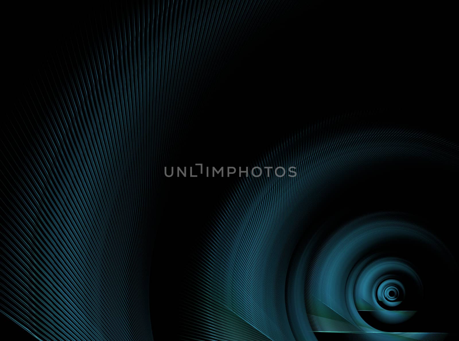 blue abstract fractal spiral pattern on black background
