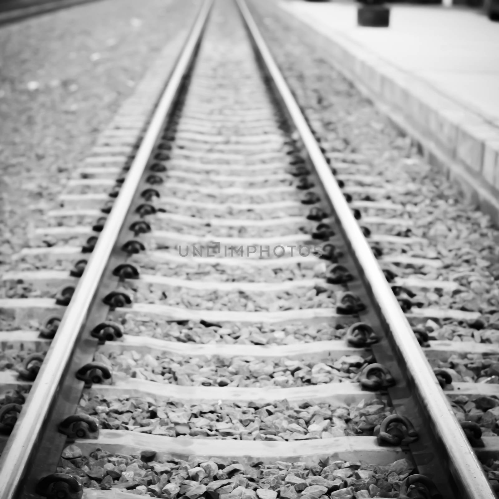 railway on country road in Thailand black and white color tone style