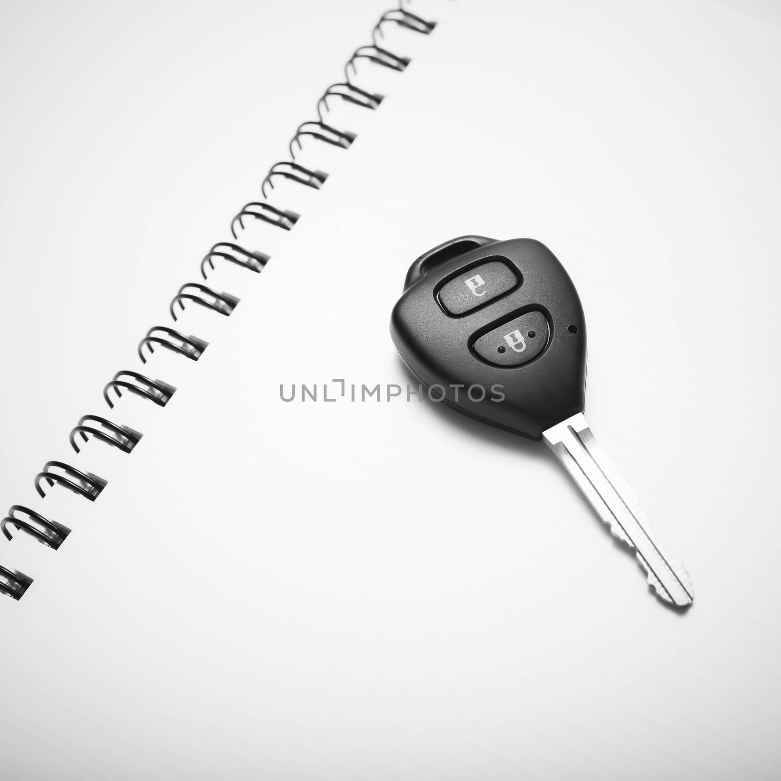 car key on notebook black and white color tone style by ammza12