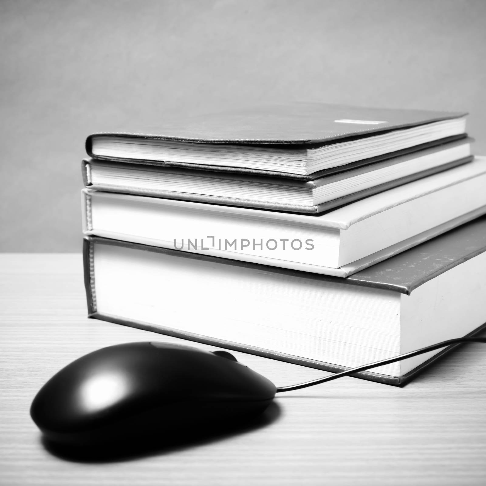 book and computer mouse black and white color tone style by ammza12