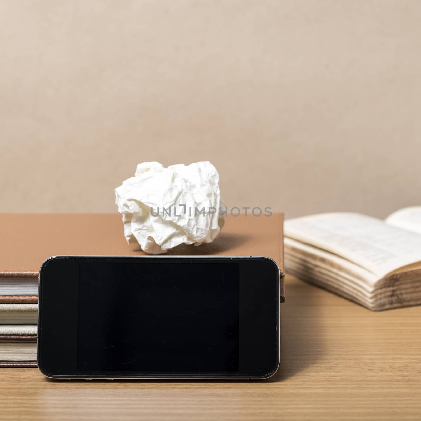 stack of book with smart phone by ammza12
