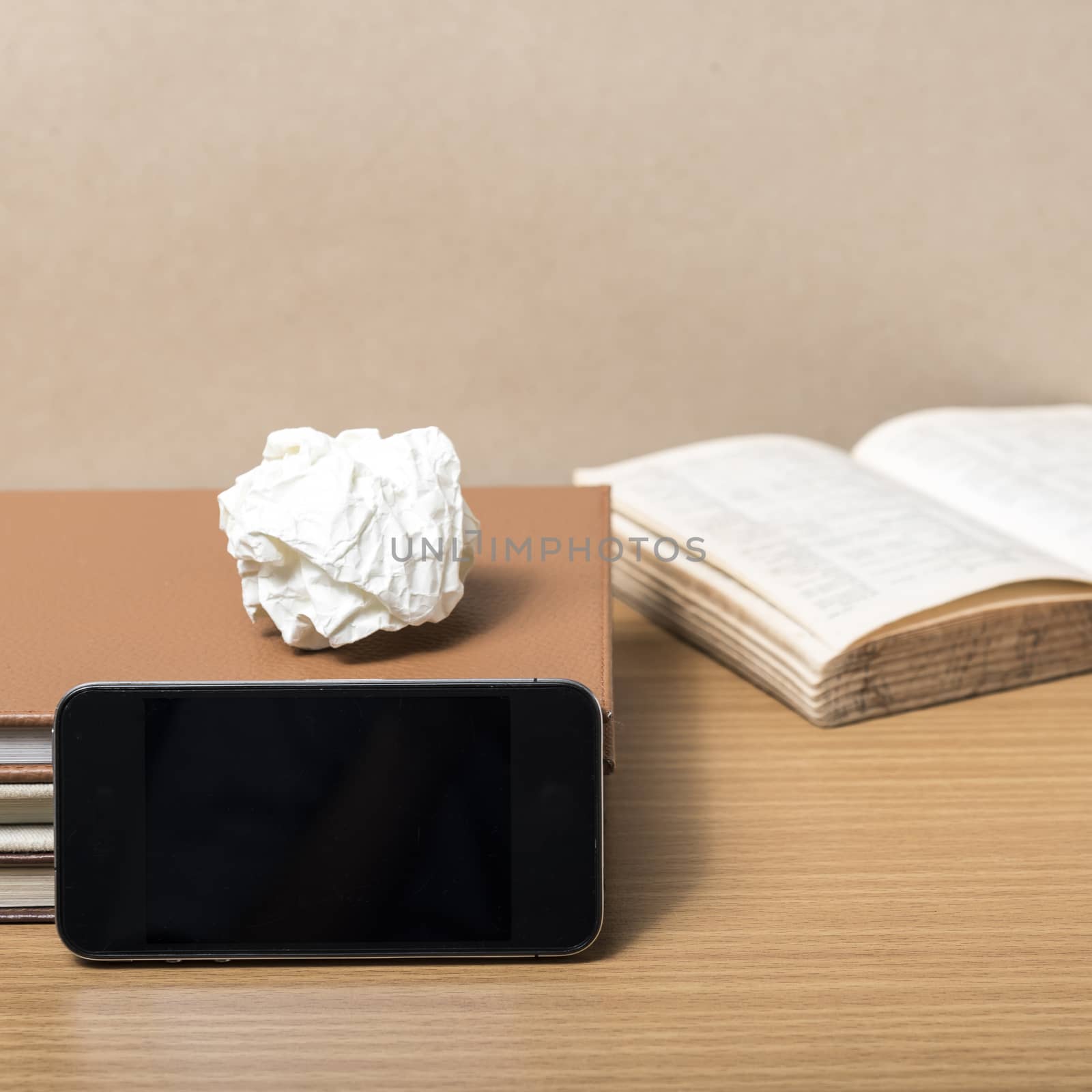 stack of book with smart phone by ammza12