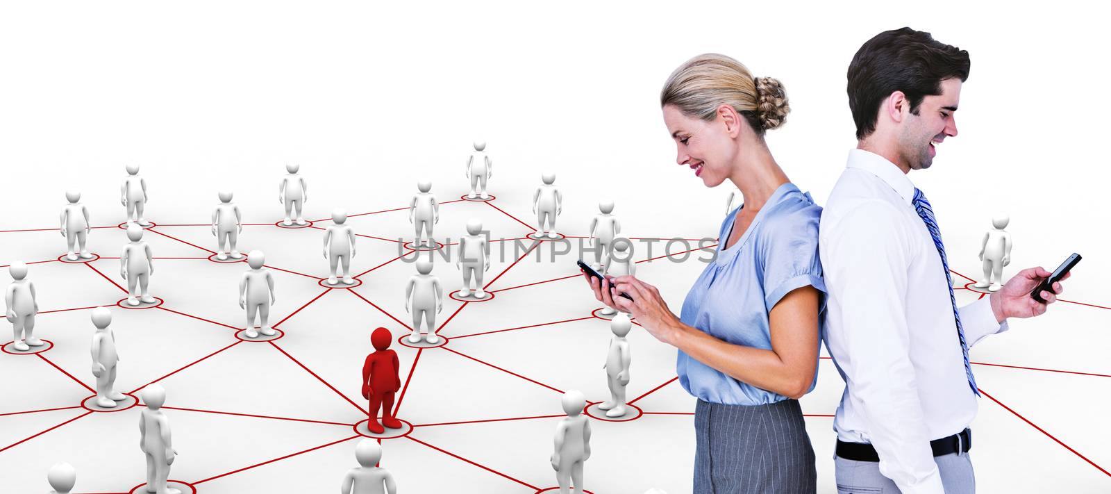 Composite image of business people using smartphone back to back by Wavebreakmedia
