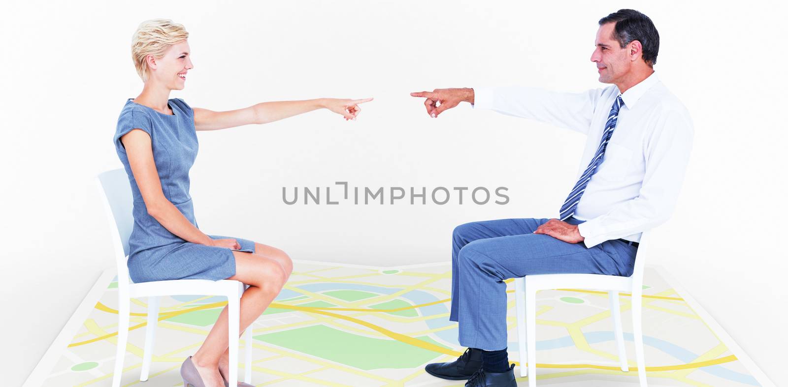 Composite image of business people pointing at each other by Wavebreakmedia