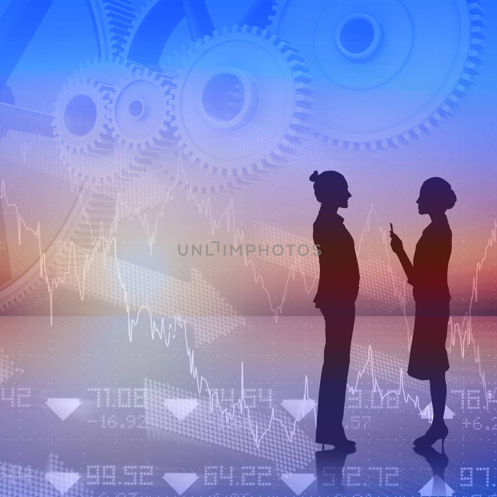 Composite image of businesswomen talking by Wavebreakmedia