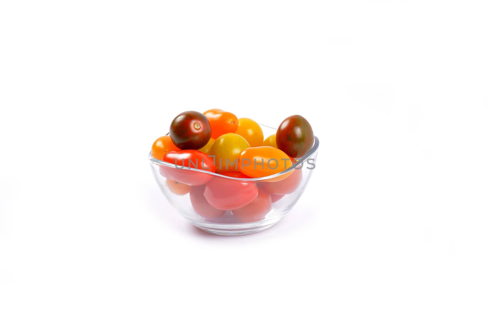 Cherry tomatoes on white background