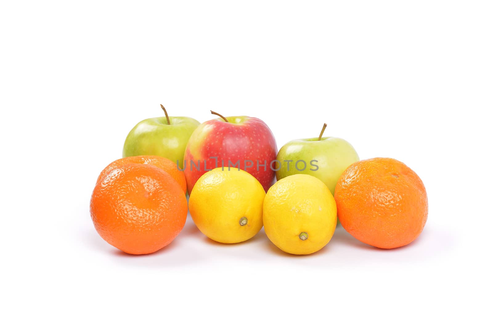 Assortment of fruit isolated over a white background. by constantinhurghea