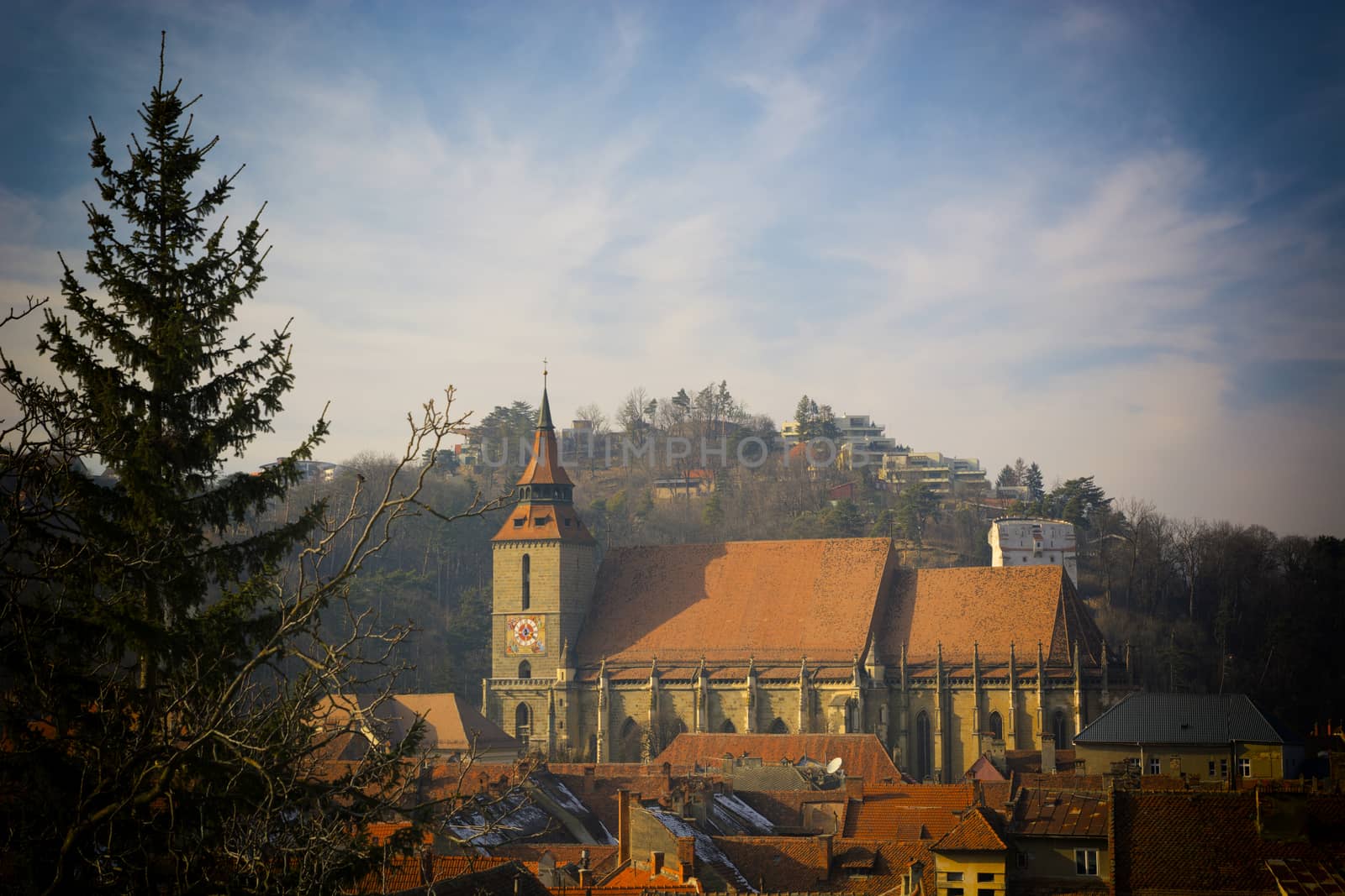 the black church, brasov in evening light