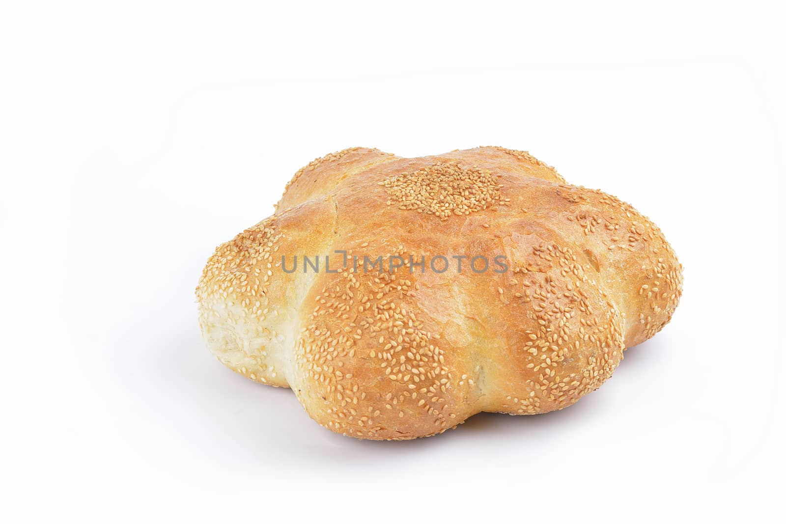 fresh homemade natural bread  on white background by constantinhurghea