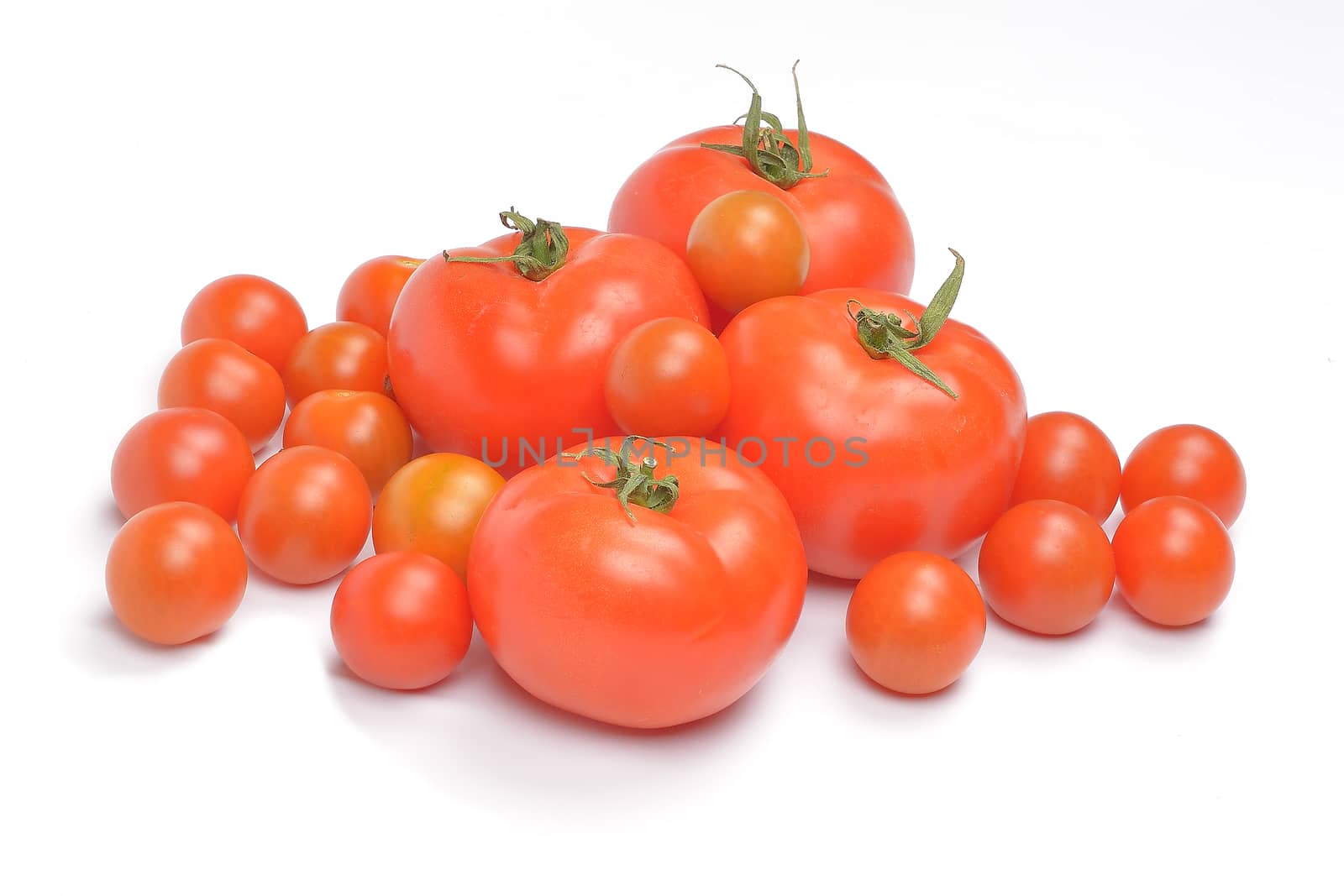 Tomatoes on white background by constantinhurghea