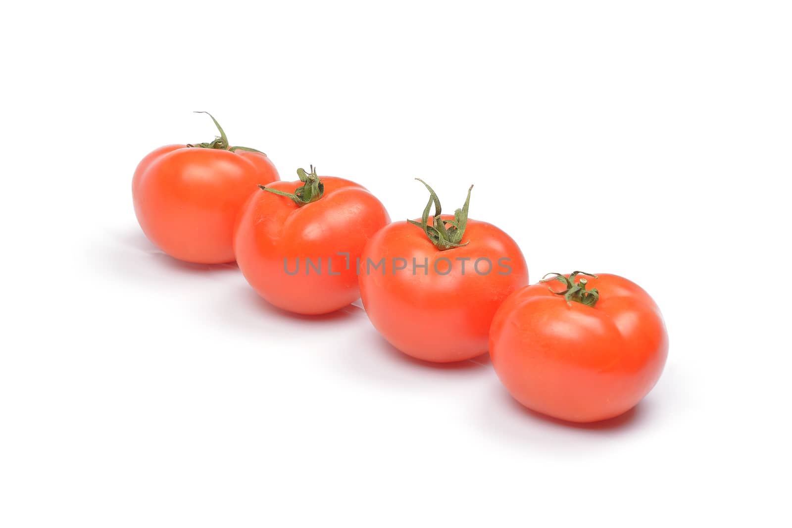 Tomatoes on white background by constantinhurghea