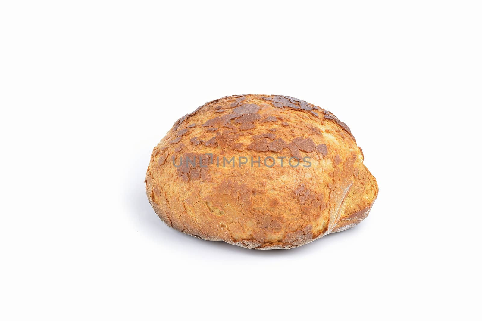 fresh homemade natural bread  on white background by constantinhurghea