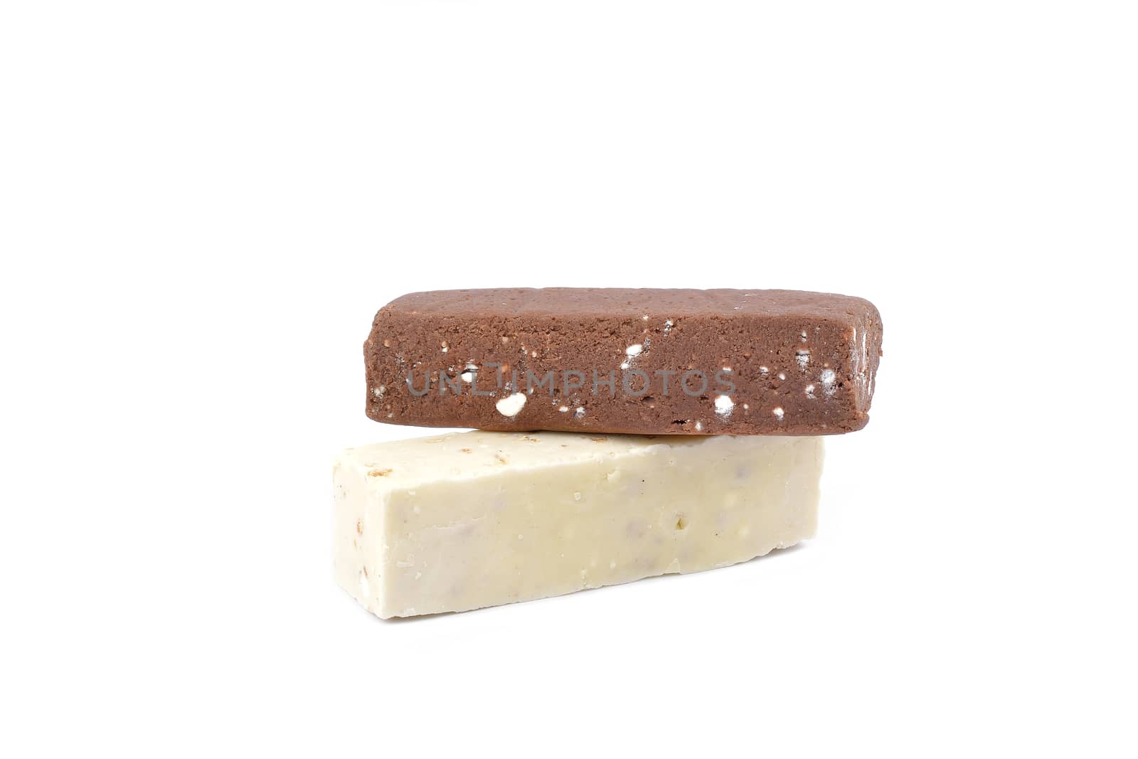 fresh homemade natural chocolate bar isolated on white