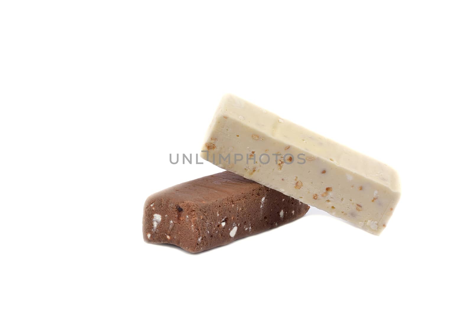 fresh homemade natural chocolate bar isolated on white