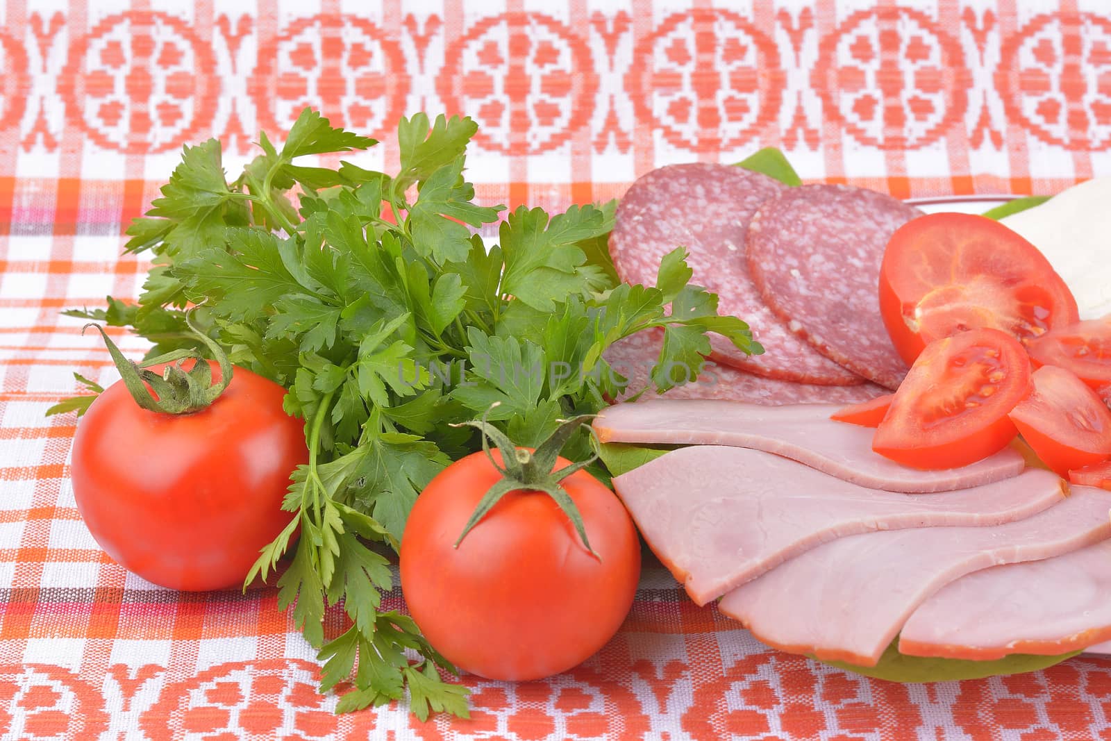  food on romanian traditional towel by constantinhurghea