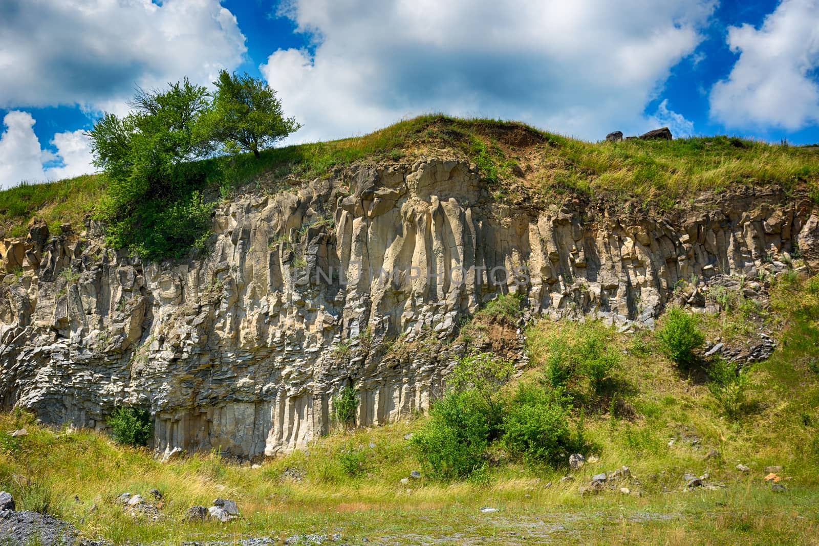 Natural basalt columns in Racos, Brasov