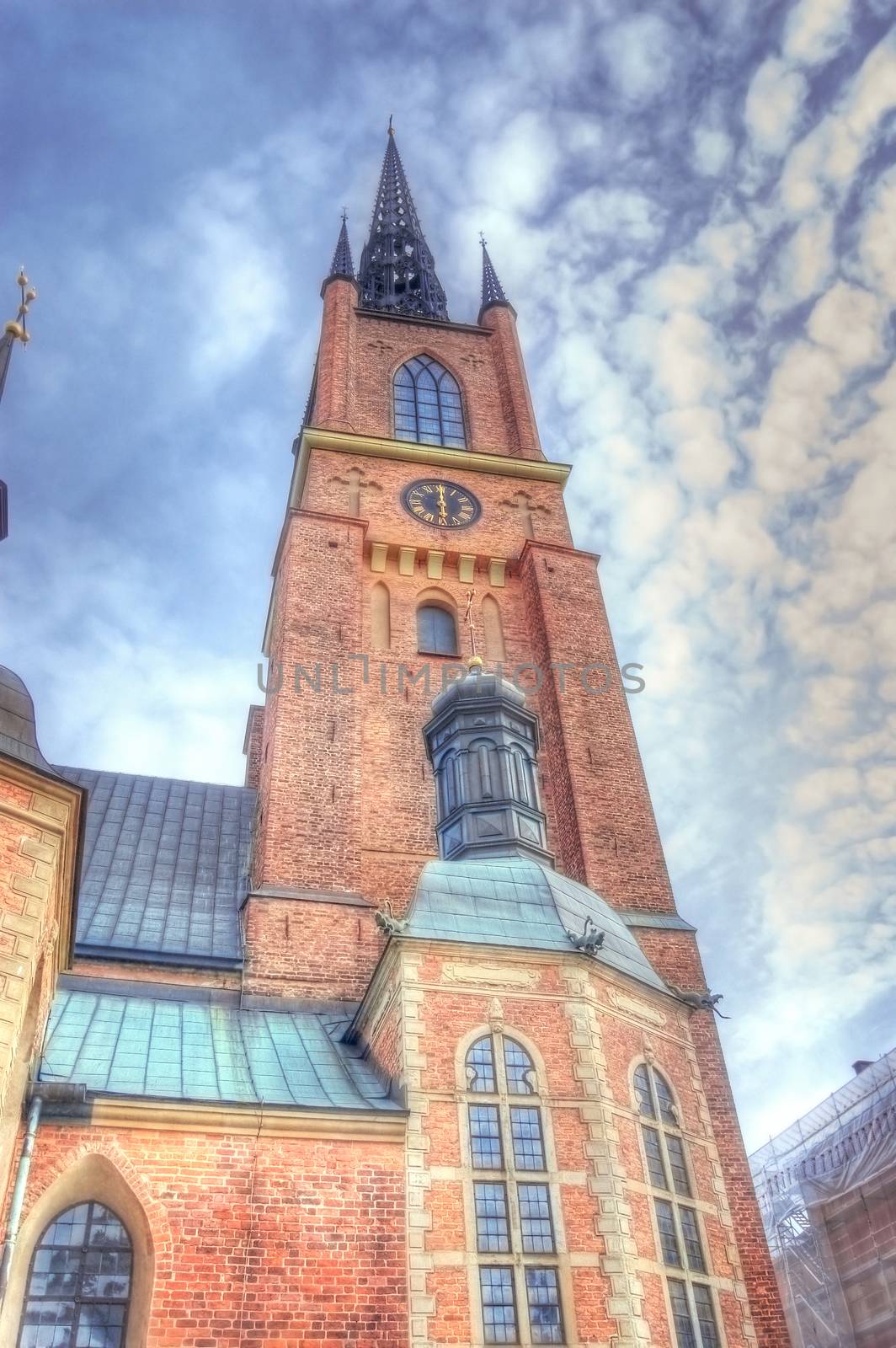 Old architecture. The church Riddarholmen in Stockholm