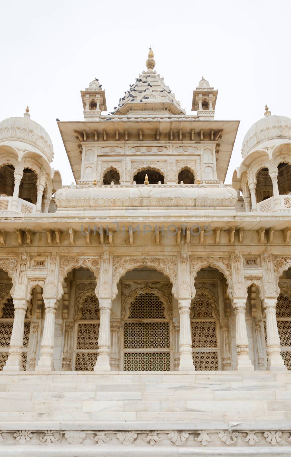 Jaswant Thada. Ornately carved white marble tomb of Jodhpur by siraanamwong