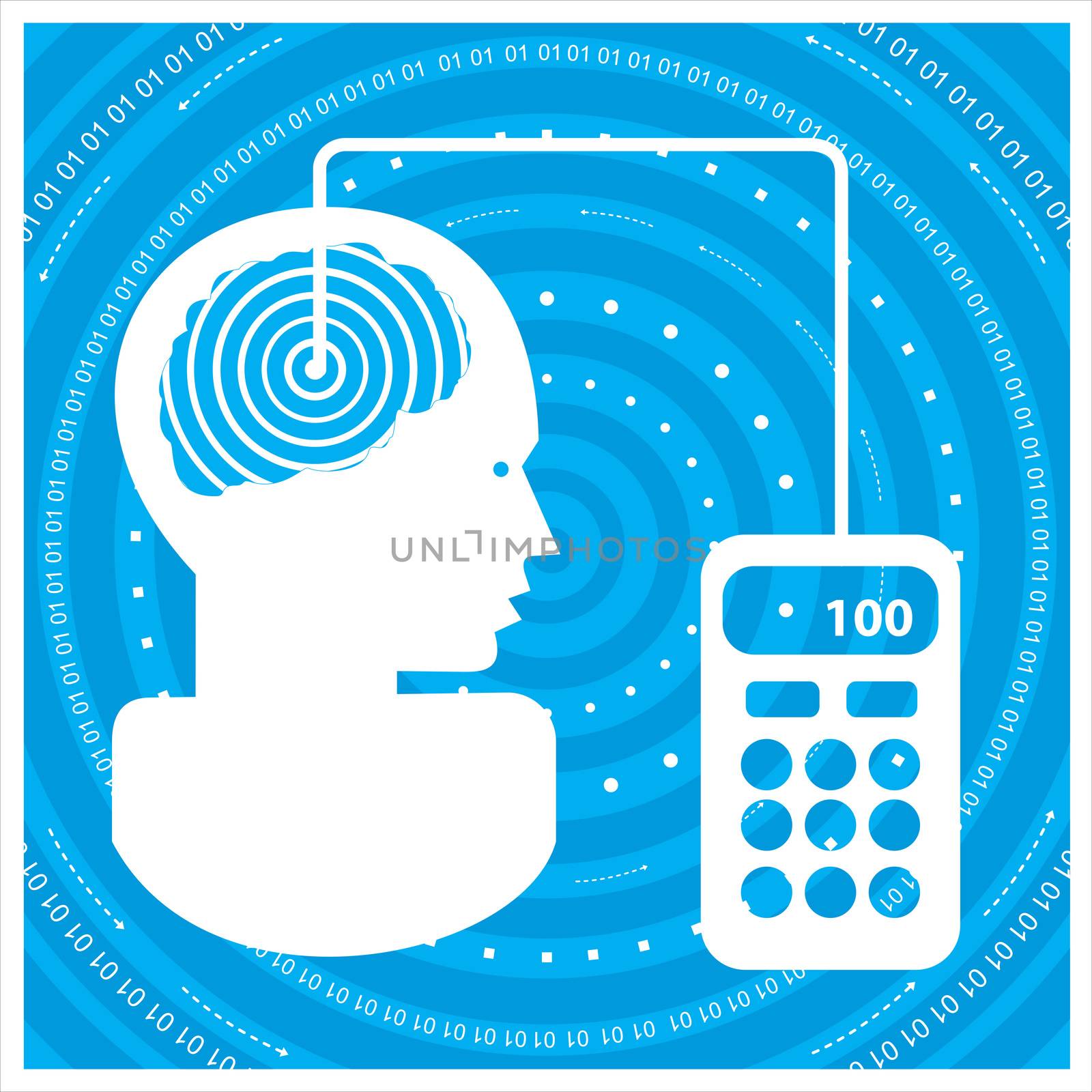 global communications silhouette of a man's head with a network. Concept of communication